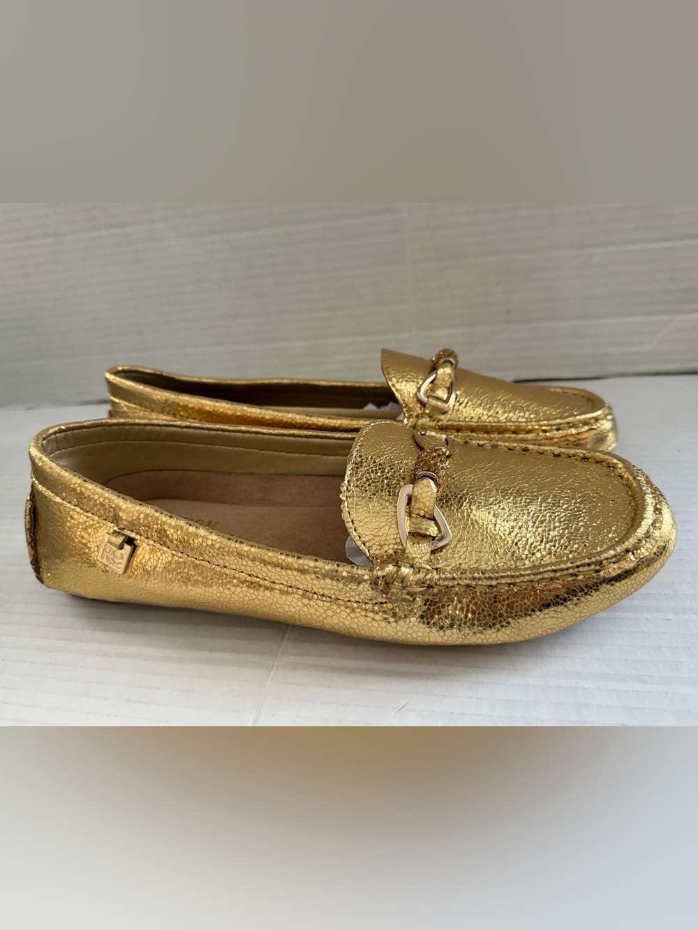 Kenneth Cole Dawson" Women’s Jewel bit Gold driver loafer shoes NEW size 8